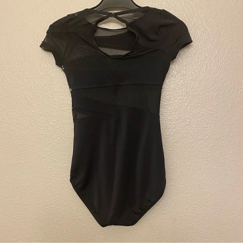 WEISSMAN Dance solo custom black rhinestone illusion Leotard MT11421 MC